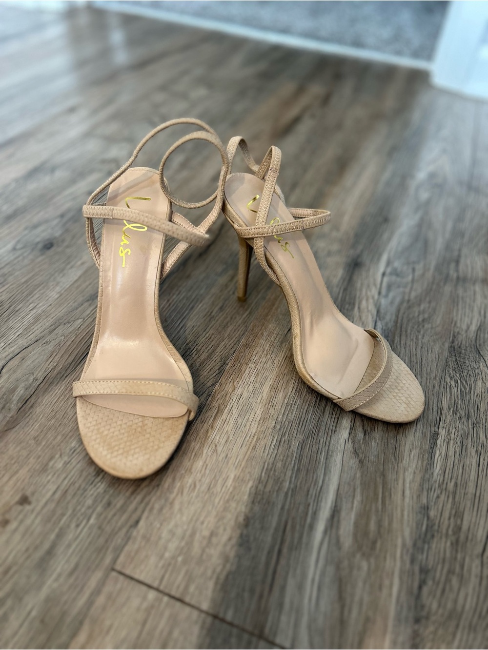 Strappy Nude High Heels - Snake Embossed - Picture 3 of 4